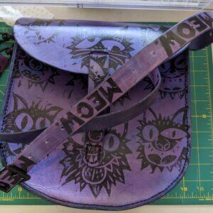 Custom-made Purple Crazy Cat Purse